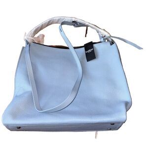 Botkier Hudson Hobo Azurra Pebbled Leather Gunmetal Hardware New Zip Handles